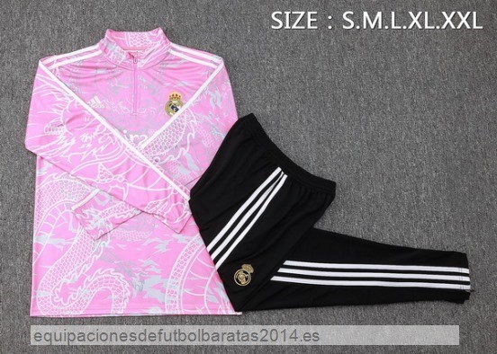 Nuevo Conjunto Completo Sudadera Entrenamiento Real Madrid 23/24 Rosa Blanco Negro Baratas